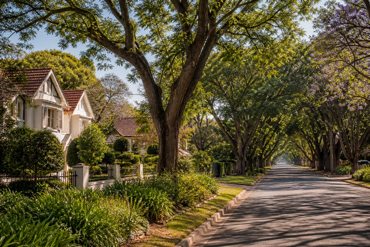 Quiet tree-lined residential and institutional streets in Colbyn, within HoneySucker's Pretoria Central septic service coverage