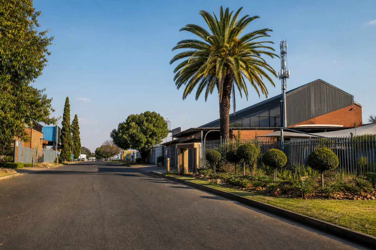 Light-industrial workshops and commercial buildings in Hennopspark, within HoneySucker's Centurion Pretoria septic service coverage