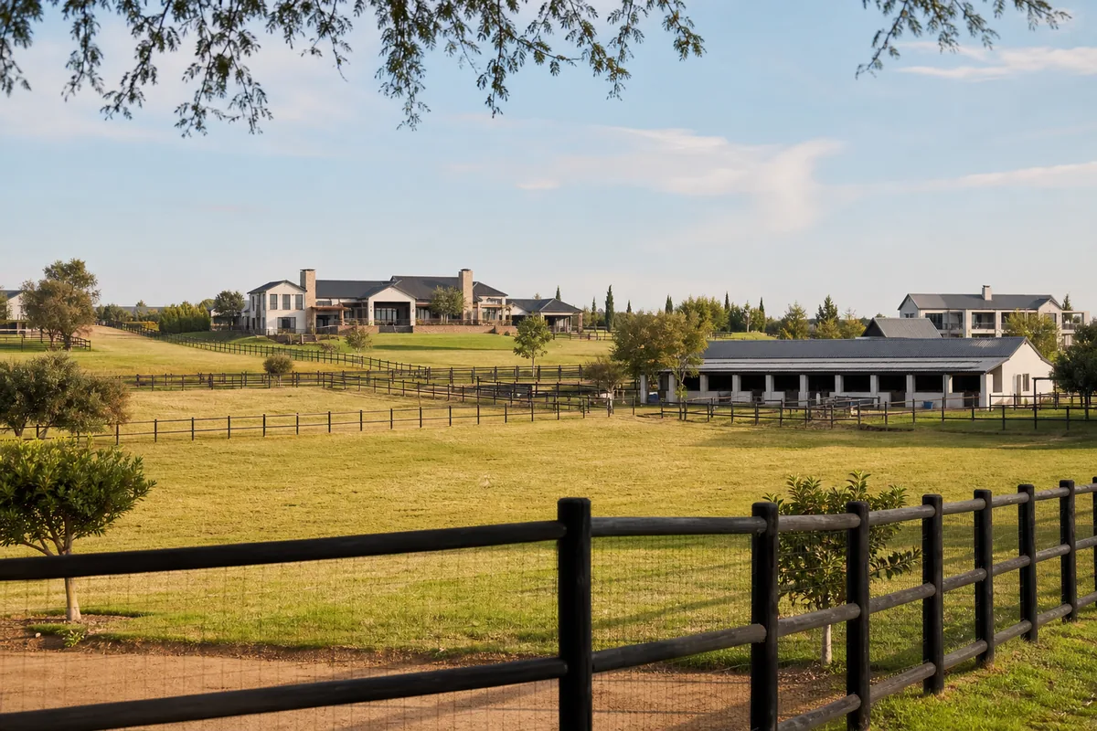Equestrian paddocks, open plots and luxury country homes in Mooikloof Equestrian Estate, within HoneySucker's Pretoria East septic service coverage