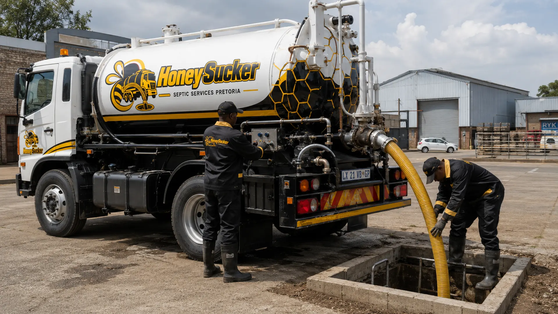 Technicians preparing for septic tank cleaning in Pretoria
